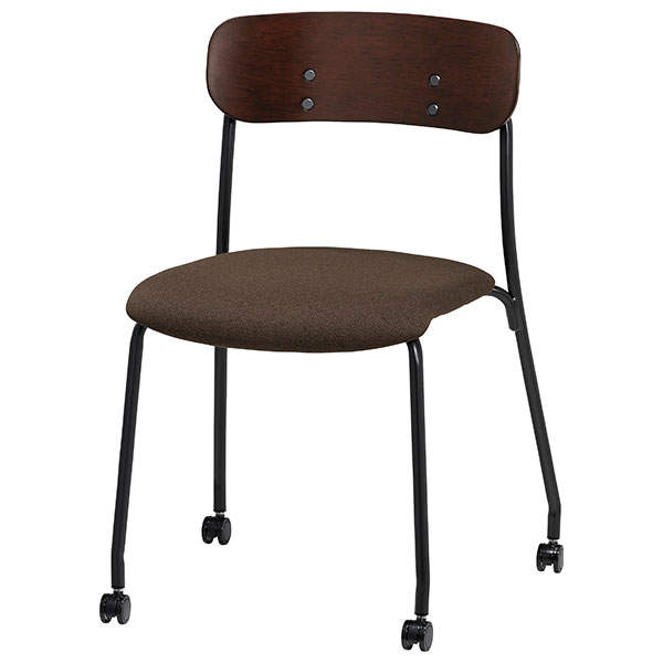 サンケイ スタッキングチェア ミーティングチェア キャスター付き 布張り 背合板色ブラウン ダークブラウン CM113-MYC-PST-DBR: