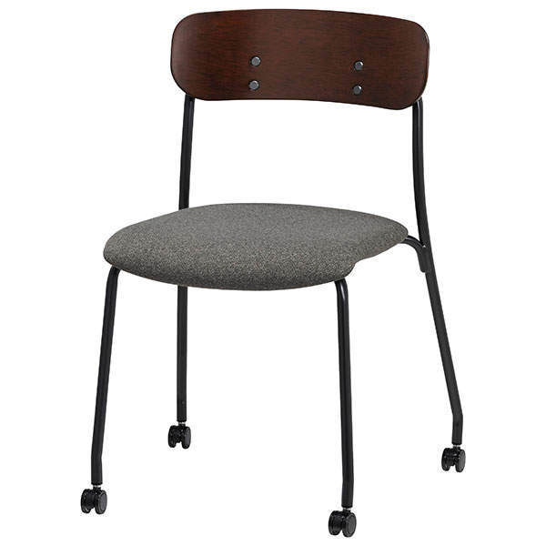 サンケイ スタッキングチェア ミーティングチェア キャスター付き 布張り 背合板色ブラウン グレー CM113-MYC-PST-MGR:
