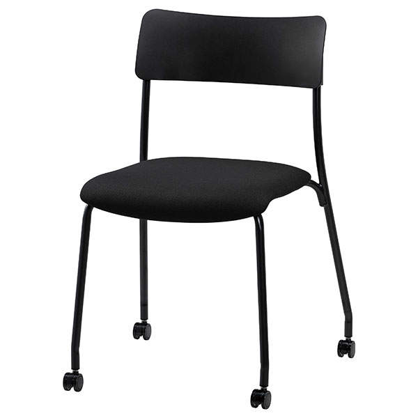 サンケイ スタッキングチェア ミーティングチェア キャスター付き 布張り ワントーン ブラック CM102-MYC-PST-BK: