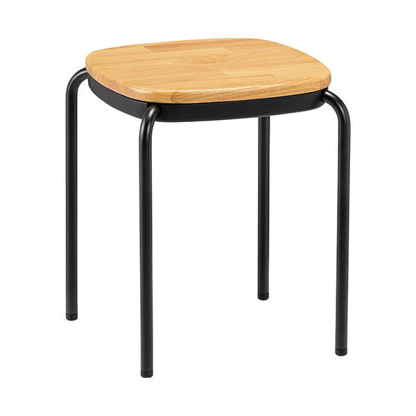 サンケイ スツール 4本脚 木座 スタッキング可 ブラック M-103: