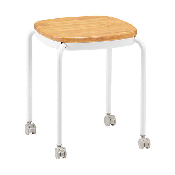 サンケイ スツール キャスター付き 木座 スタッキング可 ホワイトグレー M-103C: