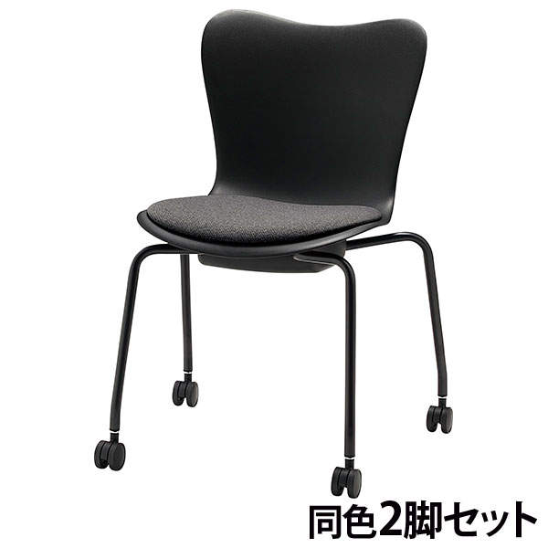 サンケイ ミーティングチェア ミドルチェア キャスター付き 布張り グレー 2脚セット CM560-MYC-PST-MGR: