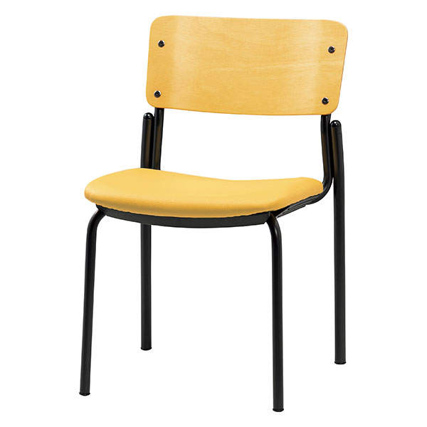 サンケイ スタッキングチェア ミーティングチェア 4本脚 ビニールレザー張り 背合板色ナチュラル ライトイエロー CM353-MX-MOD-40: