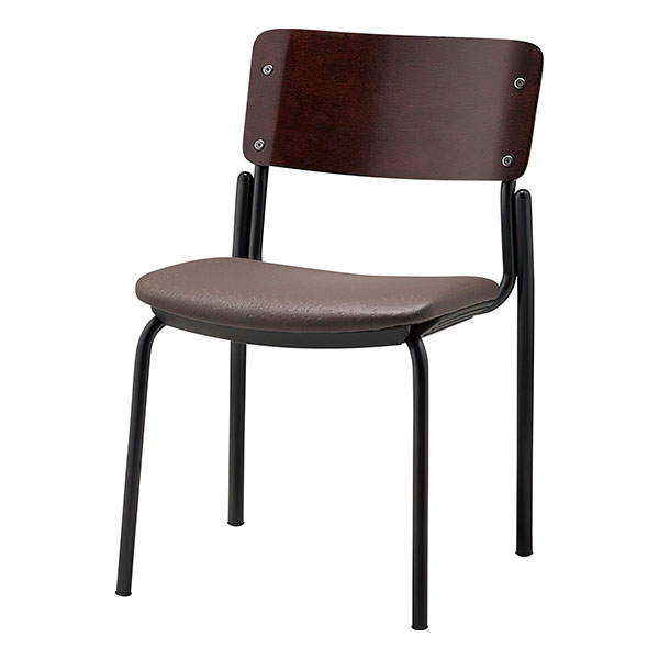 サンケイ スタッキングチェア ミーティングチェア 4本脚 ビニールレザー張り 背合板色ブラウン ダークブラウン CM352-MX-OST-6882: