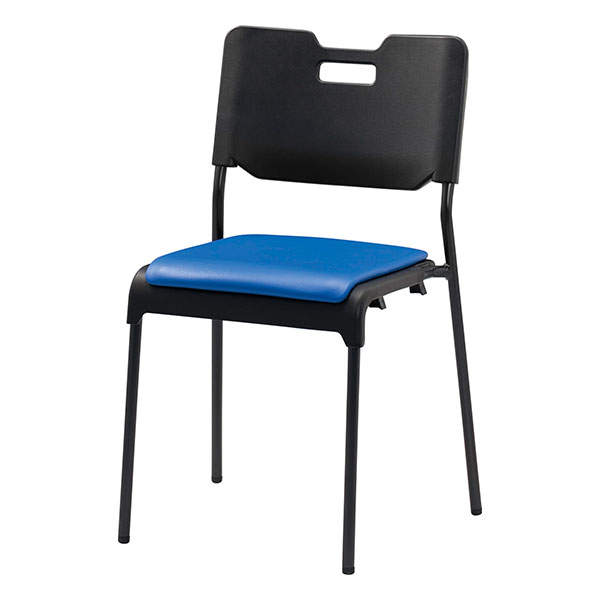 サンケイ スタッキングチェア ミーティングチェア 座パッド付 ビニールレザー張り ブルー CM485-MX-MG-6038: