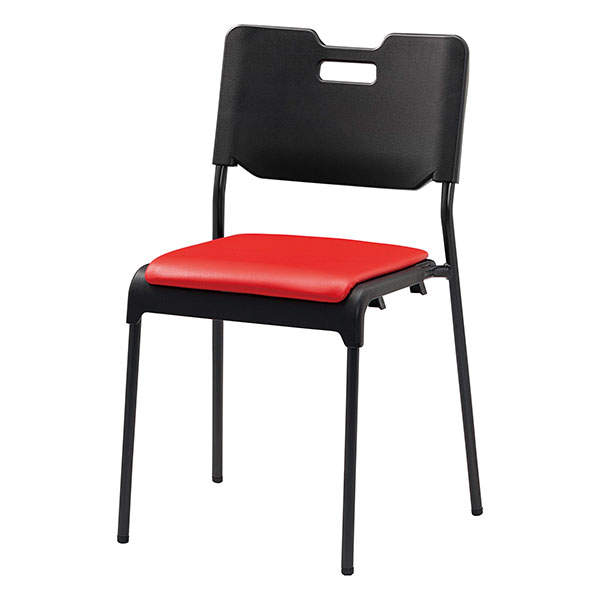 サンケイ スタッキングチェア ミーティングチェア 座パッド付 ビニールレザー張り レッド CM485-MX-MG-6063: