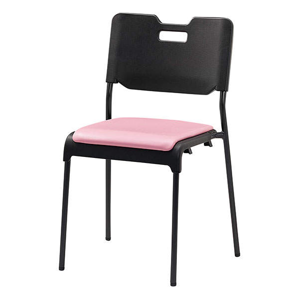 サンケイ スタッキングチェア ミーティングチェア 座パッド付 ビニールレザー張り ピンク CM485-MX-MG-6002:
