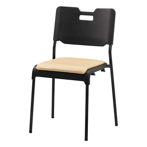 サンケイ スタッキングチェア ミーティングチェア 座パッド付 ビニールレザー張り ベージュ CM485-MX-MG-6061: