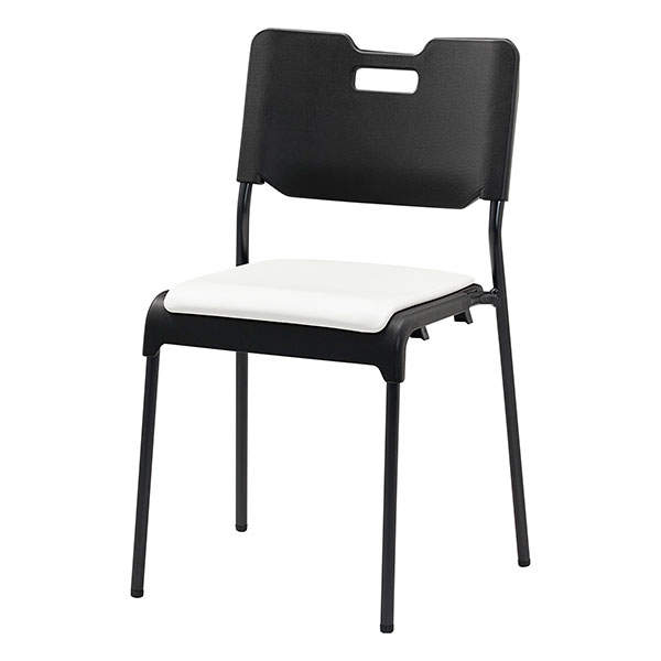 サンケイ スタッキングチェア ミーティングチェア 座パッド付 ビニールレザー張り ホワイト CM485-MX-MG-6055: