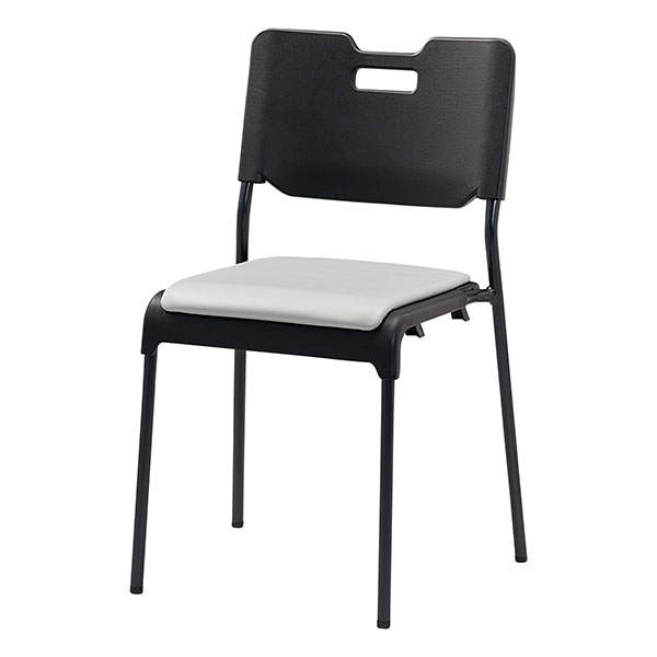 サンケイ スタッキングチェア ミーティングチェア 座パッド付 ビニールレザー張り ライトグレー CM485-MX-MG-6056: