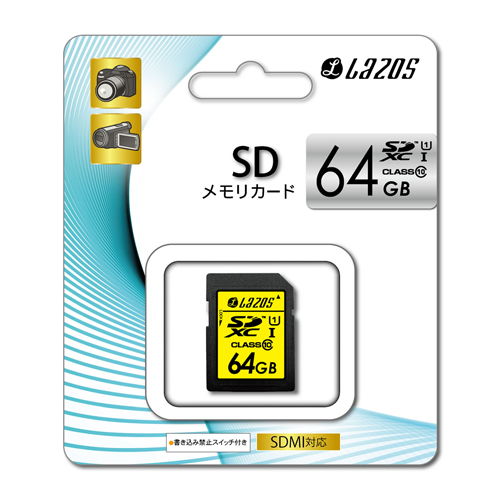 【売切れ御免】リーダーメディアテクノ SDカード LAZOS(ラソス) SDXCメモリーカード 64GB Class 10 UHS-1 (Ultimate) L-64SD10-U1