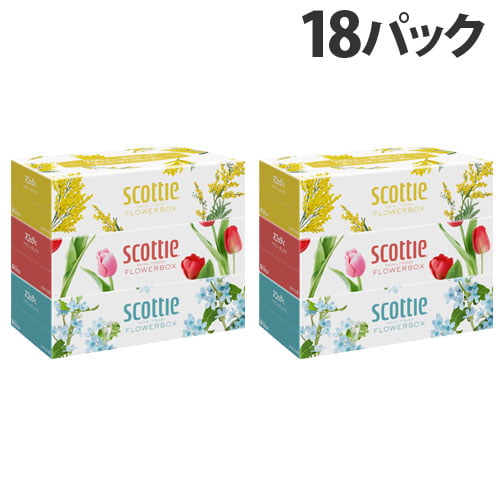 日本製紙クレシア スコッティ ティシュー フラワーボックス 250組 3個×18パック【他商品と同時購入不可】