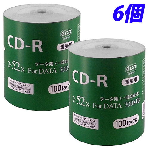 磁気研究所 CD-R HIDISC 2-52倍速 データ用 100枚 6個 CR80GP100_BULK