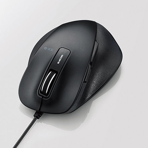 エレコム 有線マウス 握りの極み USB接続 BlueLEDマウス Mサイズ 5ボタン ブラック M-XGM10UBBK