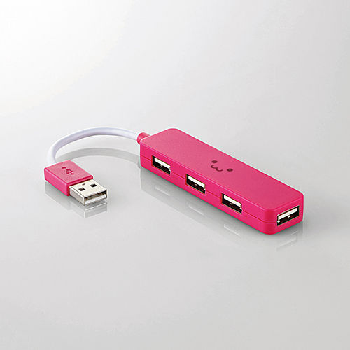 エレコム USBハブ USB2.0 コンパクトタイプ バスパワー 4ポート ピンク U2H-SN4NBF4PN