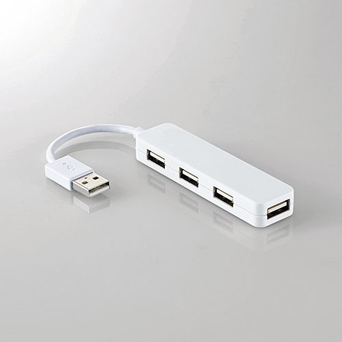 エレコム USBハブ USB2.0 コンパクトタイプ カラフルモデル バスパワー 4ポート ホワイト U2H-SN4NBWH