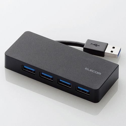 エレコム USBハブ バスパワー USB3.0対応 ケーブル収納タイプ 4ポート ブラック U3H-K417BBK