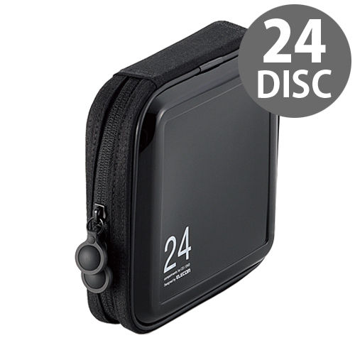 エレコム メディアケース CD/DVDファスナーケース セミハード 24枚収納 ブラック CCD-H24BK
