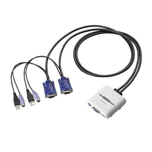 エレコム USBマウス⇔PS/2パソコン切替器 2ポート切替器 ブラック KVM-KXN