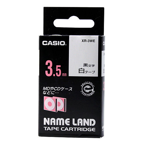 カシオ計算機 テープカートリッジ ネームランド 3.5mm 白　黒文字 XR-3WE