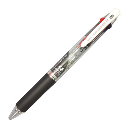 ジェットストリーム ノック式 4色油性ボールペン(黒・赤・青・緑インク) 0.7mm 透明