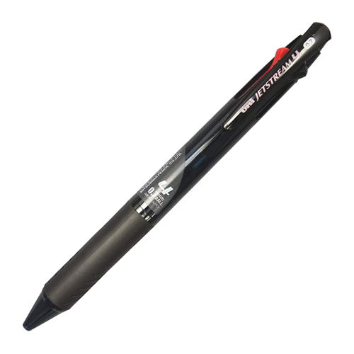 ジェットストリーム ノック式 4色油性ボールペン(黒・赤・青・緑インク) 0.7mm 透明ブラック