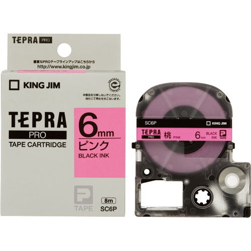 キングジム テープカートリッジ テプラPRO 6mm パステルピンクラベル 黒文字 SC6P