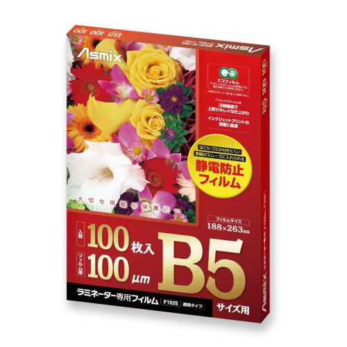 アスカ ラミネーターフィルム 静電気防止タイプ B5 100枚入 F1025