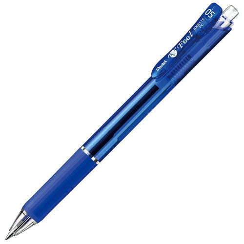 ぺんてる 油性ボールペン ビクーニャ フィール 0.5mm 軸色クリアブルー 青 BXB115-C