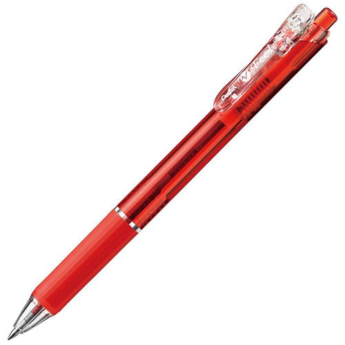 ぺんてる 油性ボールペン ビクーニャ フィール 0.7mm 軸色クリアレッド 赤 BXB117-B