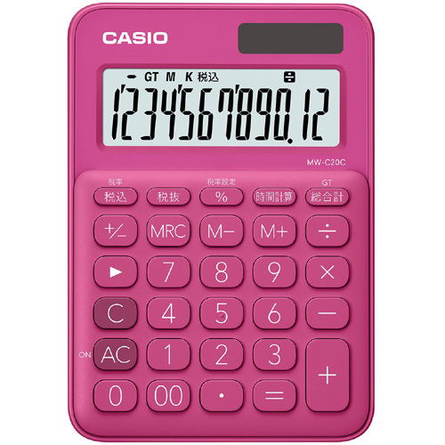 カシオ計算機 カラフル電卓(12桁) ビビッドピンク MW-C20C-RD-N