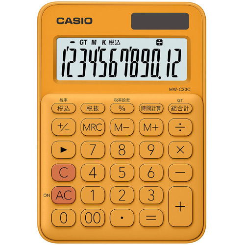 カシオ計算機 カラフル電卓(12桁) オレンジ MW-C20C-RG-N