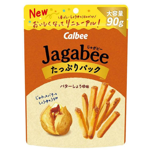 【賞味期限:23.04.30】カルビー Jagabee バターしょうゆ味 たっぷりパック 90g