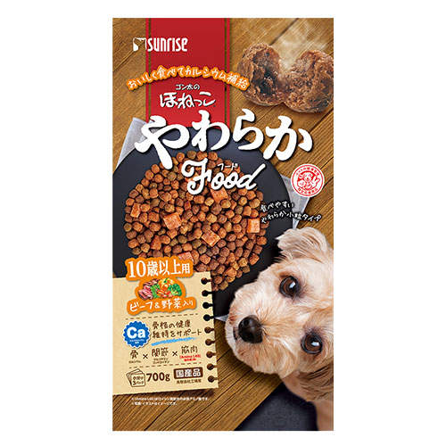 【賞味期限:25.11.30】マルカン サンライズ ゴン太のほねっこ やわらかフード ビーフ＆野菜入り 10歳以上用 700g
