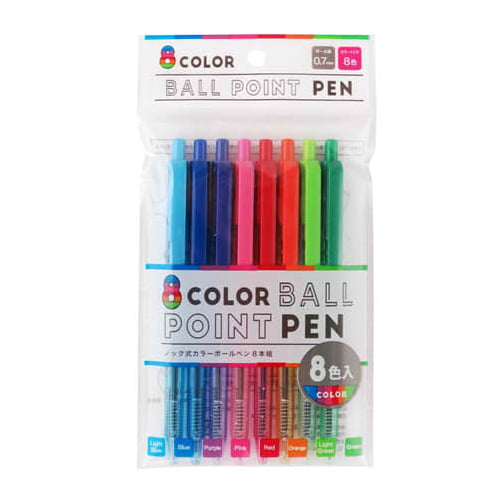 ノック式カラーボールペン 8本組 001-IL-2917