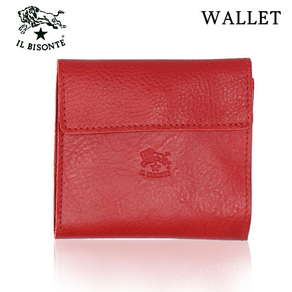 IL BISONTE イルビゾンテ MEDIUM WALLET 財布 RED レッド RE155 SMW022 二つ折り財布 PV0005