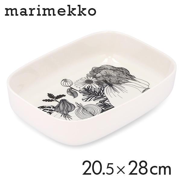Marimekko マリメッコ Siirtolapuutarha シイルトラプータルハ お皿 サービングディッシュ 20.5×28cm ホワイト×ブラック