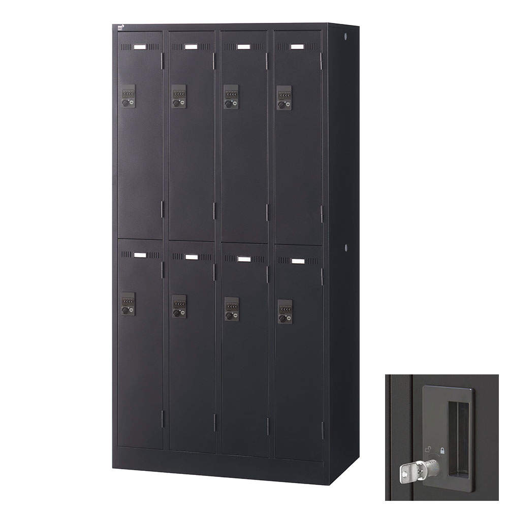 生興 SLDKロッカー 8人用 内筒交換錠 W900×D515×H1790mm ブラック SLDK-8-T