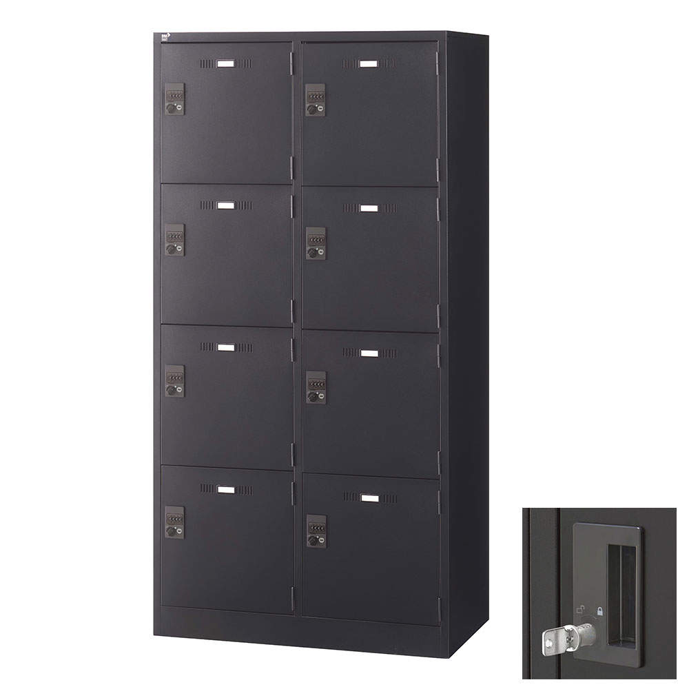 生興 SLDKロッカー 4段 8人用 内筒交換錠 W900×D515×H1790mm ブラック SLDK-8W-T
