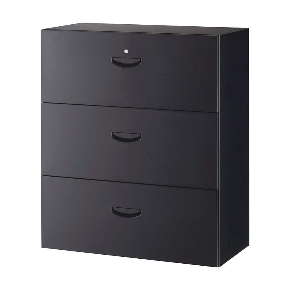 生興 クウォール 3段ラテラルキャビネット 下置用 W900×D450×H1050mm ブラック RK45-310D