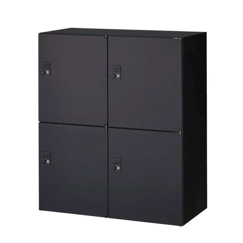 生興 クウォール 4人用パーソナルボックス ダイヤル錠 下置用 W900×D450×H1050mm ブラック RK45-N410H-D3