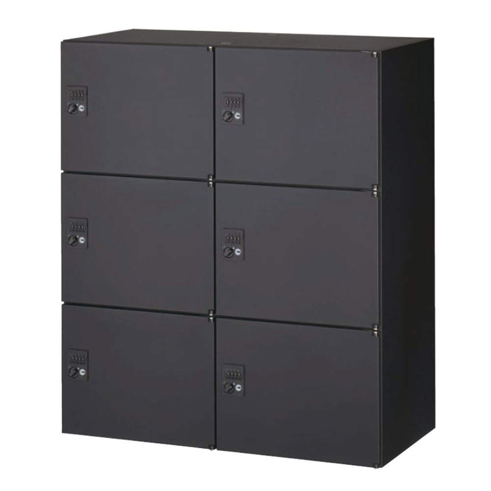 生興 クウォール 6人用パーソナルボックス ダイヤル錠 下置用 W900×D450×H1050mm ブラック RK45-610H-D3
