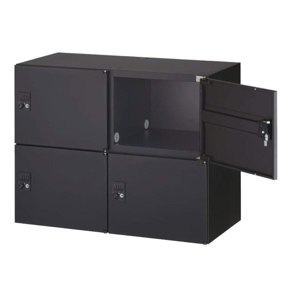 生興 クウォール 4人用パーソナルボックス ダイヤル錠 上下兼用 W900×D450×H700mm ブラック RK45-407H-D3