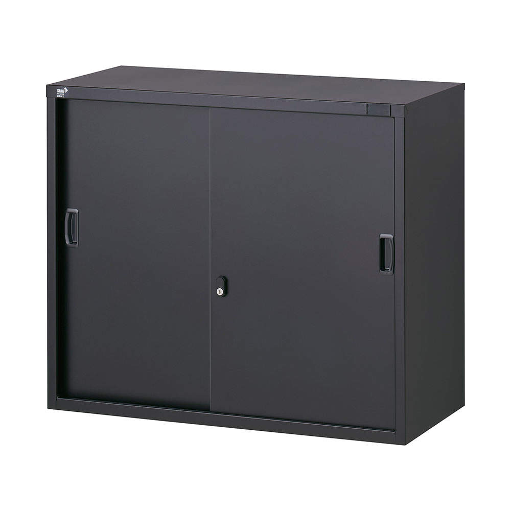 生興 ALZシリーズ スチール引戸書庫 ブラック W880xD380×H750mm ALZK-S32