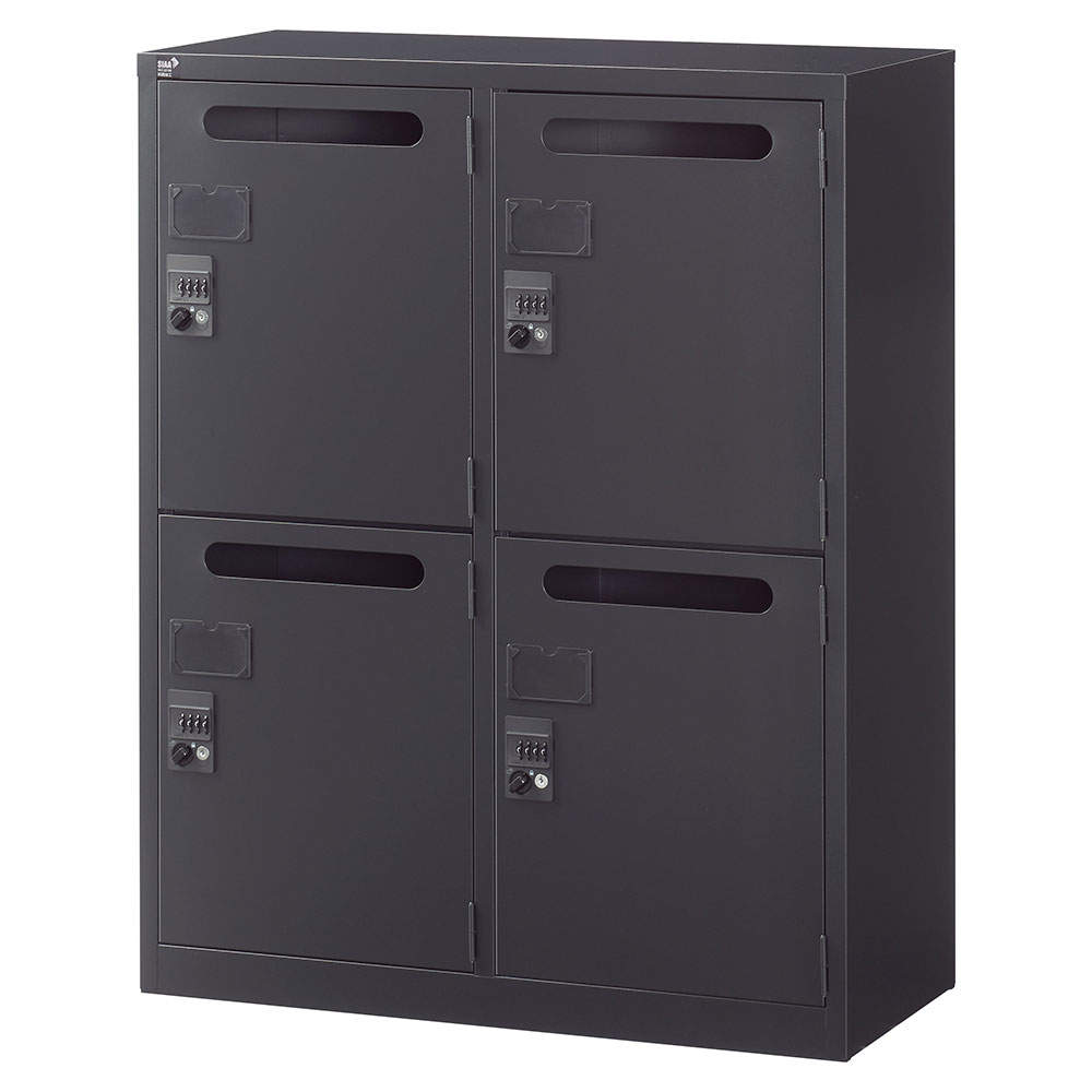 生興 ALZシリーズ パーソナル収納 (2列2段)ダイヤル錠鍵付 ブラック W880xD380×H1110mm ALZK-M34