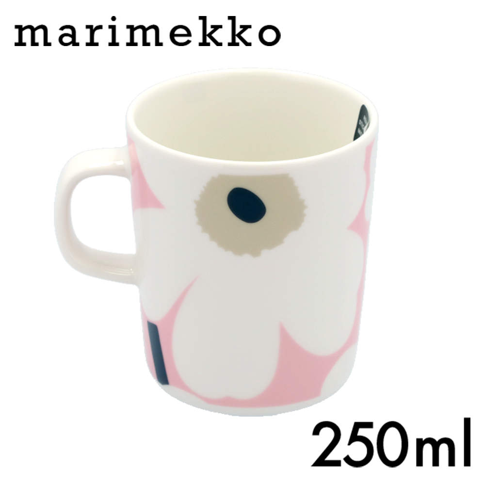 Marimekko マリメッコ Unikko ウニッコ マグ マグカップ 250ml オフホワイト×ピンク×サンド×チャコール