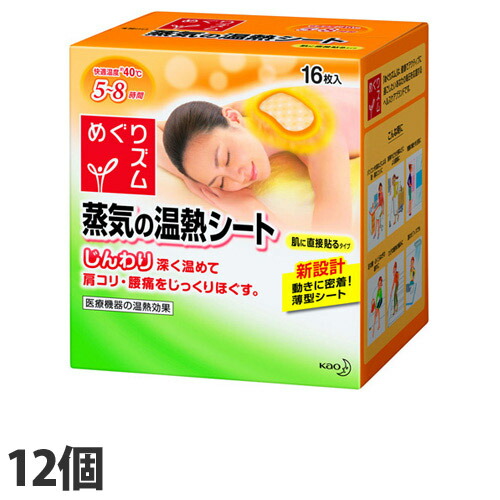 花王 温熱用品 めぐりズム 蒸気の温熱シート 肌に直接貼るタイプ 16枚入 12個