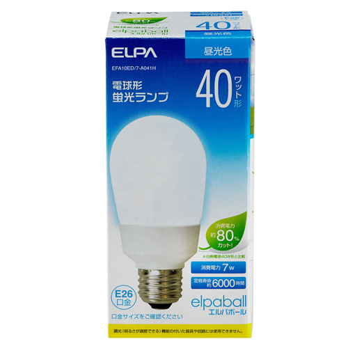 【売切れ御免】電球形蛍光灯 40Wタイプ E26 昼光色 A型 EFA10ED/7-A041H