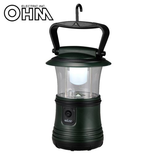 オーム電機 LEDランタン 350lm 昼白色 グリーン LN-40B7-G