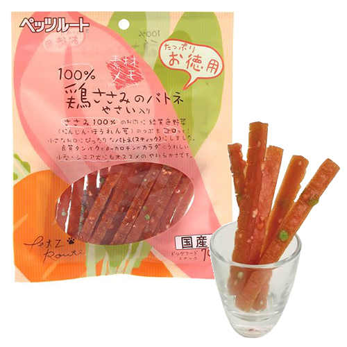 ペッツルート 犬用おやつ 素材メモ 鶏ささみのバトネ お徳用 70g